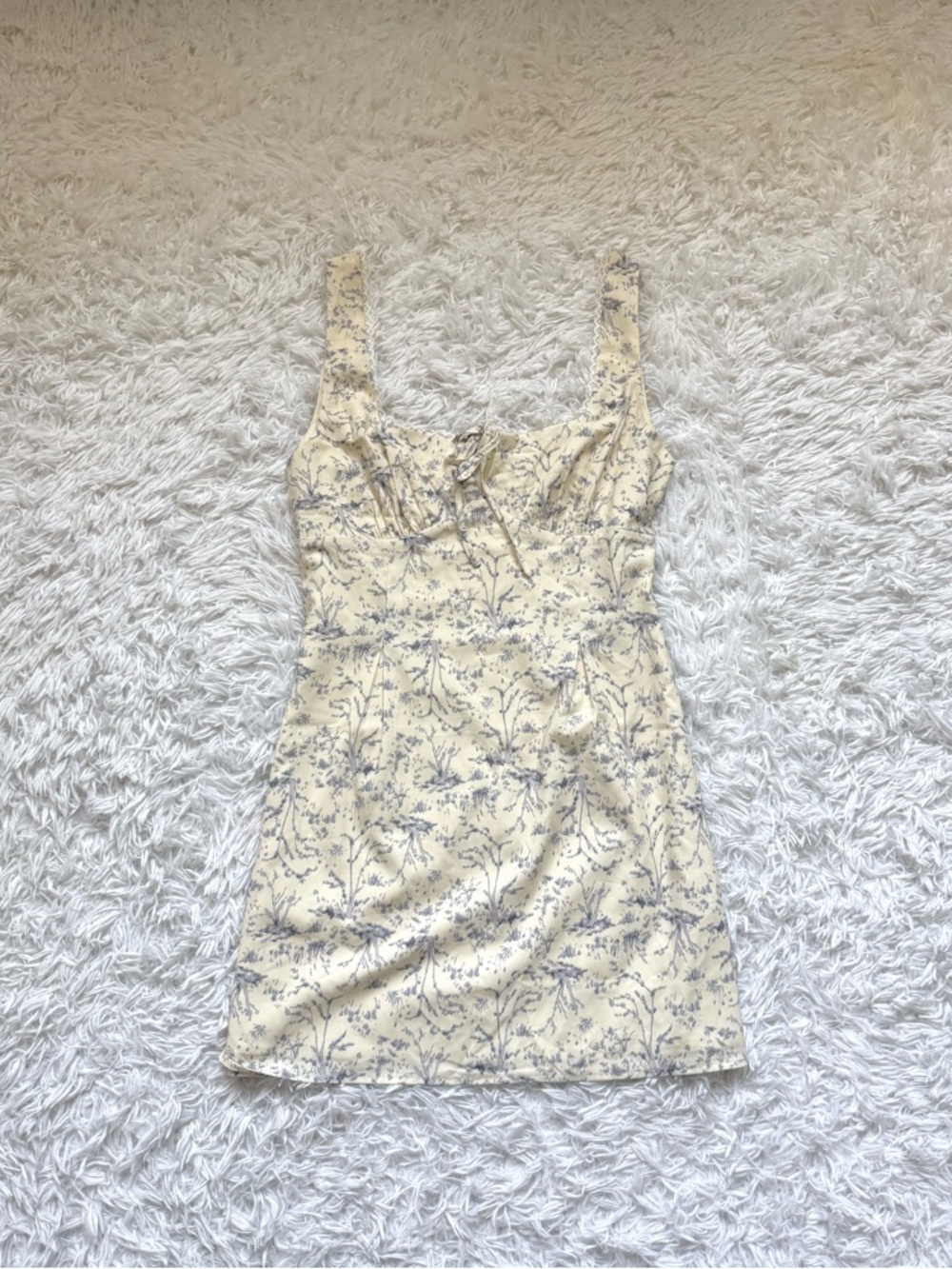 Princess Polly Cream Mini Dress with Blue Floral Print